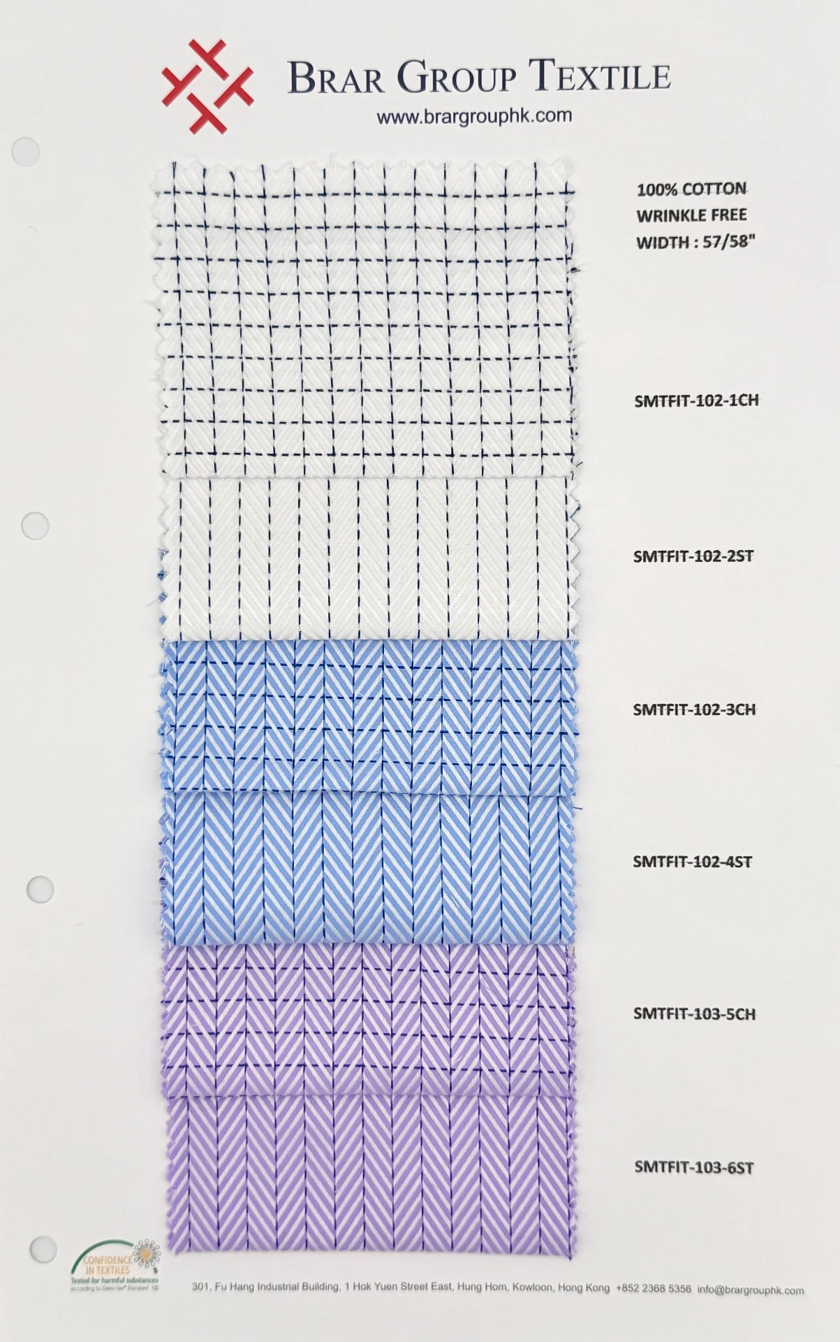 Jacquard shirting fabric swatch card sample