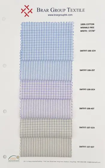 Twill weave shirting fabric swatch card by Brar Group