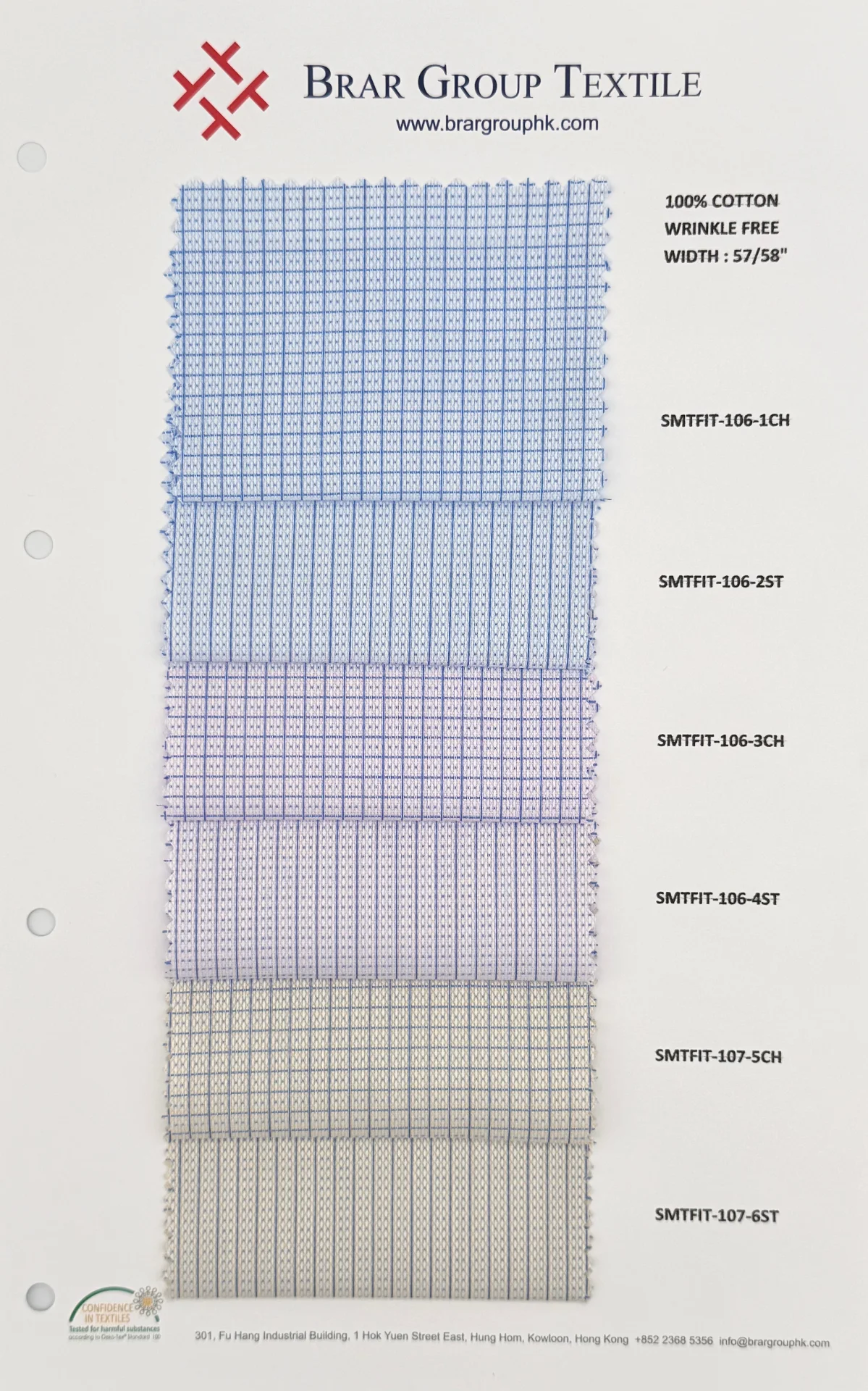 Herringbone cotton fabric swatch card sample