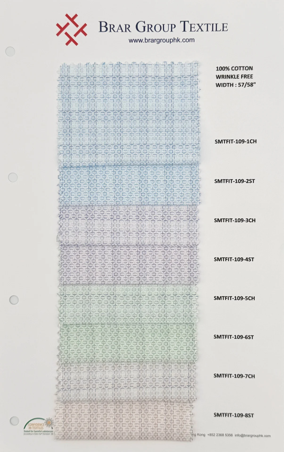 Solid color shirting fabric swatch card sample