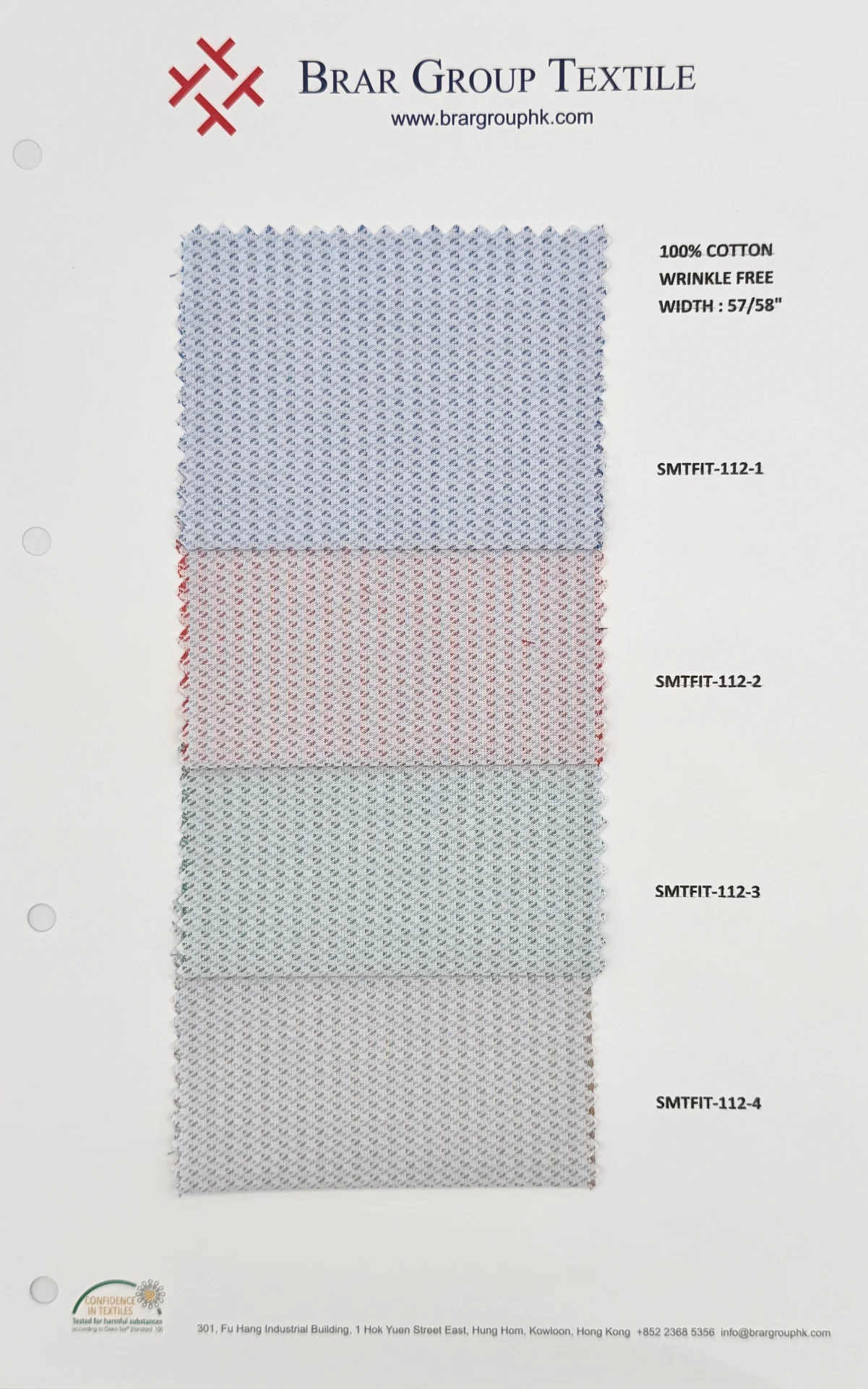 Dobby pattern shirting fabric swatch card sample