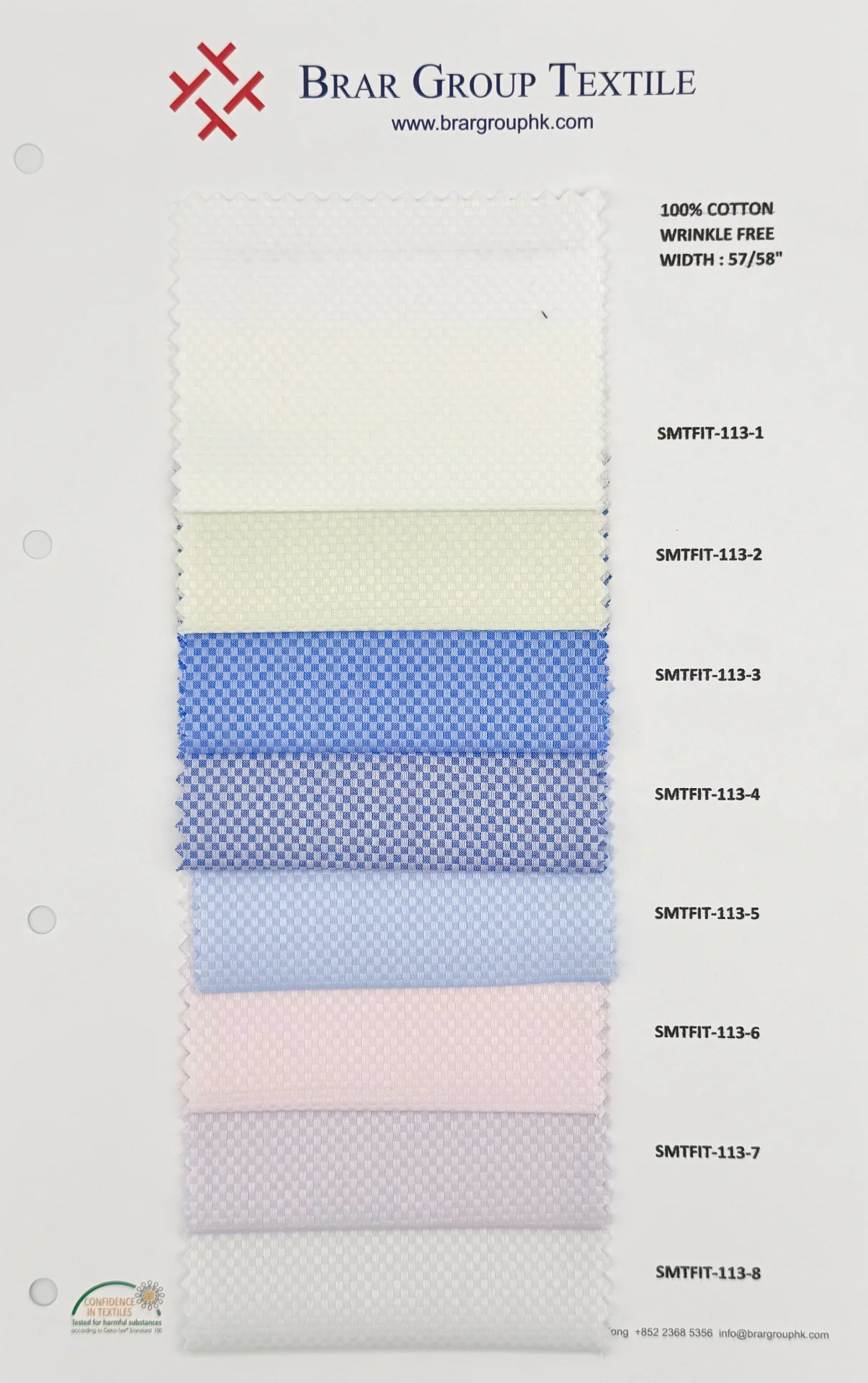 Gingham printed fabric swatch card sample