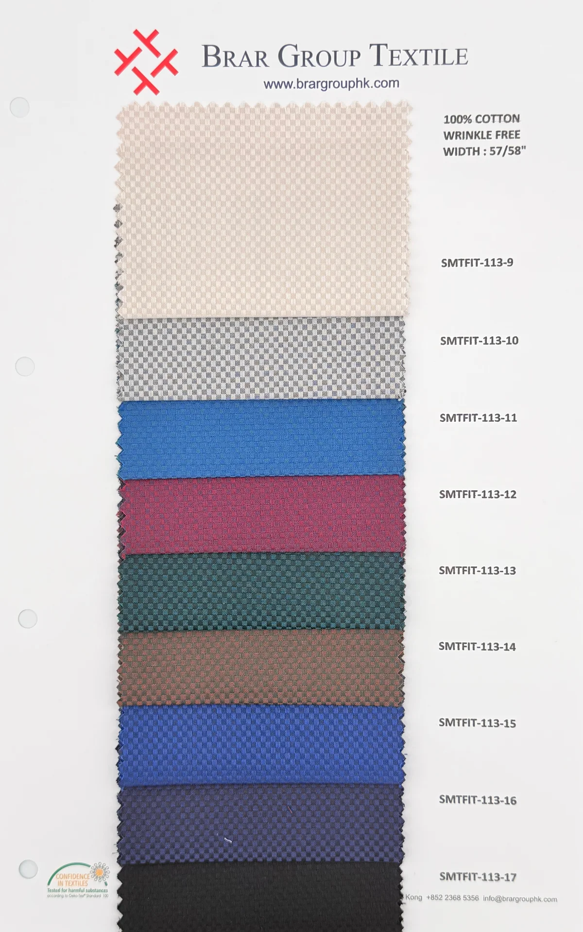 Linen blend shirting fabric swatch card sample