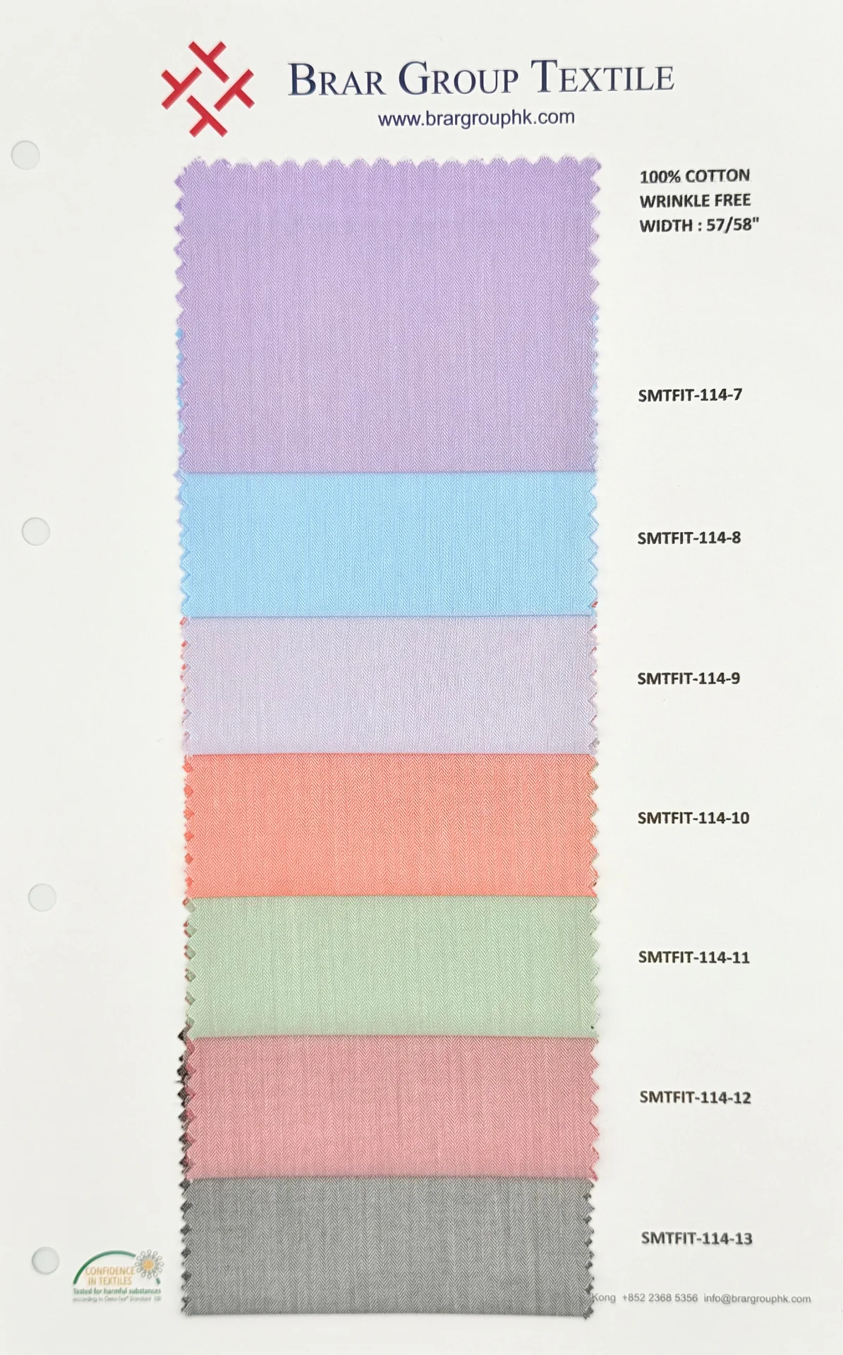 End-on-end weave fabric swatch card sample