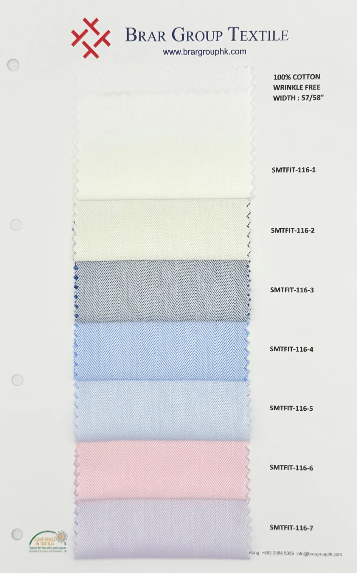 Fine count cotton fabric swatch card sample