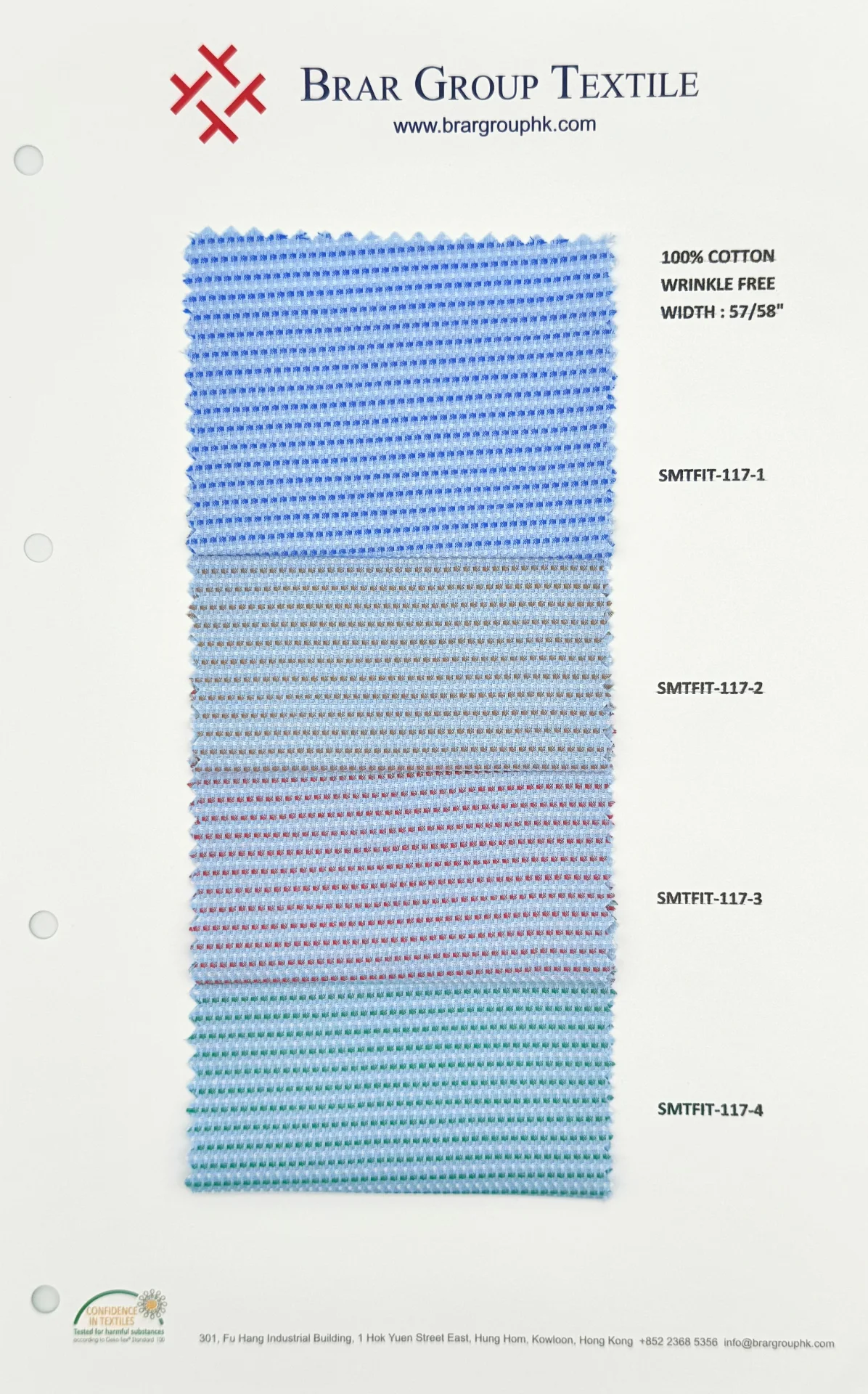 Wrinkle-free cotton fabric swatch card sample