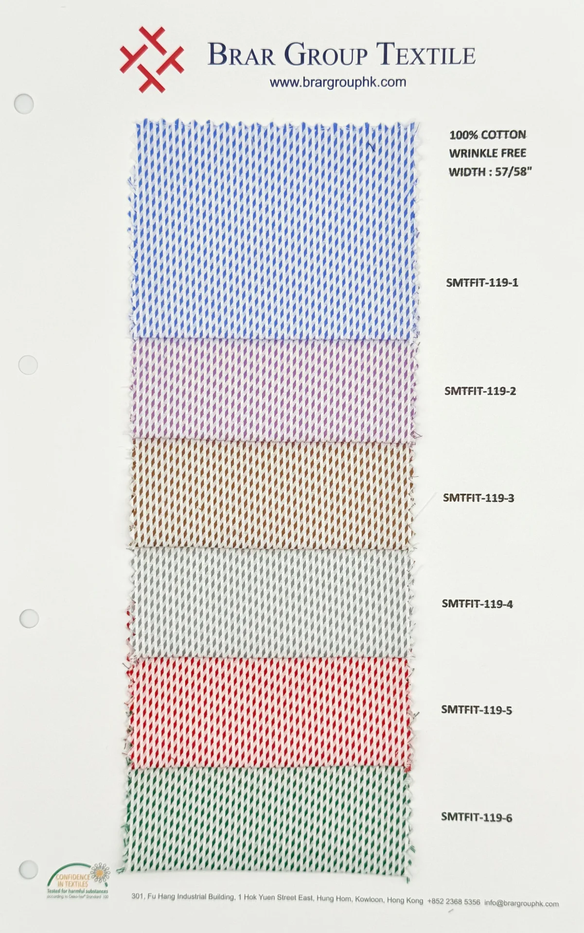 Bamboo blend shirting fabric swatch card sample