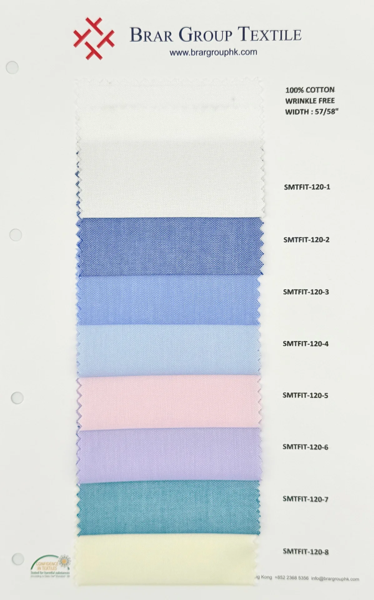 Satin weave cotton fabric swatch card sample